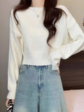 One-Word Collared Sweater For Women In Autumn And Winter, A Solid Color Casual Sweater, A Small Foreign Sweater.-Outfit