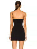 Ladies Sparkling Luxury Diamond Spaghetti Strap Backless Design Celebrity Club Black Sleeveless Sexy Mini Bandage