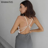 Backless Top Sleeveless Camisole Top Women Sexy Camisole Summer Slim Elastics V-Neck Clubwear Solid Cropped Top