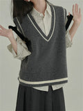 Fongt With College Girl Autumn New Retro Temperament Comfortable V-Necked Waistge Vest