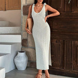 Fongt Beach Shirt Knitted Hanging Long Bikini Sunscreen Dress Woman