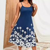Fongt Summer Fashion Sexy Women's Hot To Sell Large Sizeless Sleeveless Print Loose Dress Dress Dress Girl