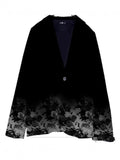 Fongt Women's Suit Collar Button Pocket Fashion Floral Print A Buckle Small Suit