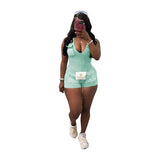 Fongt Women's New Casual Water-Washed One-Piece Shorts-Outfit