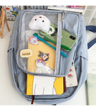 Transparent Backpacks Women Casual Simple Students Preppy Sweet Backpack Girls All-match Travel Bags Side Pockets Chic