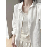Fongt Apricot Thin Sunscreen Long-Sleeved Shirt Women's Summer Dress New Loose Thin Shirt Folded