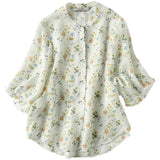 Fongt Goods Export Counter Original Single Tail Goods Elegant Age-Old Bubble Sleeve Print White Shirt Top