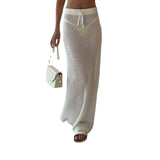 Fongt Summer New Sexy Hollow Perspective Knitted Beach Holiday Solid Dress Wearing Women