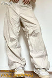 Wide Leg Cargo Pants Women Casual 2023 Low Waist Drawstring Sweatpants Baggy Trousers Oversized Joggers Tech Parachute