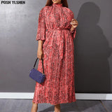 Pleated Print African Dresses For Women 2022 Spring Summer Sexy Long Maxi Dress Beach Holiday Robe Longue Sexy Outfits for
