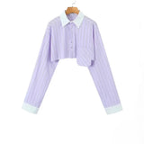 Fongt Striped Shirt 2025 Spring And Summer Temperament Casual Bump Clip Bag Loose Top Woman