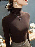 Fongt Skin High Collar German Velvet Bottom Shirt Women's New Autumn Add Velvet Add Thick Slim Inside With Pile Collar Jacket-Outfit