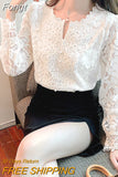 Sleeve Sweet Lace Blouse O Neck Women Femme Blusas White Button Loose Top Hollow Out Flower Lace Patchwork Shirt