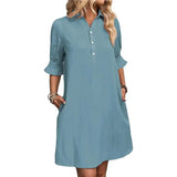 Fongt Women's Summer New Wish Casual Loose Solid Color Dress