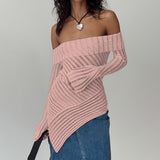 Autumn White Slashing Collar Hollow Out Sheering Full Sleeves Pullover Blouse Women Slim Irregular Top Y2K Stylish-Outfit