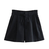 Fongt Summer New Women's Suit Collar Vest + Set Of Casual Shorts
