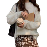 Fongt New Ultra-Soft Special Grade Sheep Velvet Korean Version Of Loose Thin Solid Color Base Round Collar Knitted Sweater