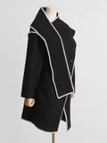 Fongt 2024 New Temperament Commuting Wind Irregular Shawl Type Single Breasted Loose Trench Coat Female Medium Long Coat-Outfit
