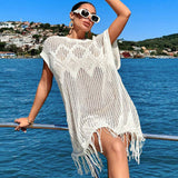 Fongt Beach Hoodie Hollow Knitted Loose Esui Seaside Resort Swimwear Shirt Woman