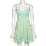 Fongt Summer Fashion Trend Women's New Slings A Word Shoulder Loose Mesh Thin Dress
