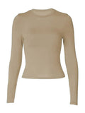 Solid Color Long Sleeve Top-Outfit