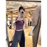 Fongt Early Autumn Hip New Simple Casual Babes Vest Sling With Long-Sleeved Open Shirt Casual Top