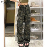 Women Loose Girls Hip Hop Pants Camouflage Harajuku Baggy Jeans Female Funny Cool Armygreen Boyfriend Pants Summer