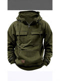 Fongt And Autumn New Men's Hooded Solid Color Sweater Youth Sports Multi-Pocket Coat