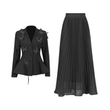 Elegance Elegant Style Suit 2025 Summer New Butterfly Suit Jacket + High-Waisted Half-Dressed Dress