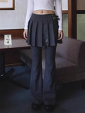 Summer New Street Bell Bottom Jeans Y2k E-Girl Slim Fit Ruched Skirts Pants Vintage Striped Loose Wide Leg-Outfit