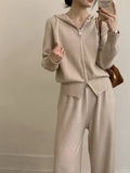 Fongt Sweater Set Women Loose Soft Jacket Sweater Cardigan + Wide Leg Pants Two Sets