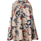Fongt New Large-Size Loose Literary And Art Retro Broken Cotton Shirt With Long Top
