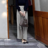 Fongt Casual Suit Trousers Women 2025 Summer New Scycter Trousers Gray Thin Straight Legs Nine Trousers