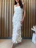 Fongt Temperament Famous Wind Dress Woman 2025 Summer New Fashion Embroidery Butterfly Splicing Design Sense Slinggeed Long