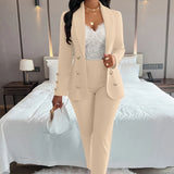 Fongt Hot Selling Sexy Wind Women's Wear For Solid Color Suit Collar Double Breasted Casual Suit Suit-Outfit