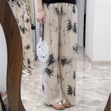 Fongt High-End Cotton Pyjamas Ladies Summer Thin Artificial Silk Home Leisure Long Trousers Straight Can Be Worn Outside