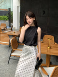 Fongt Xixi 13 Lines 2025 Spring And Summer New Temperament Elegant Wave Point Shirt Chiffidless T-Shirt Top 89315