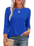 Fongt 2025 New Fashion Casual Roll Collar Seven-Sleeve Top Bottom Shirt