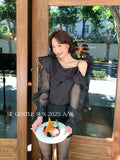 Fongt Xixi 2025 Autumn White Standard Dingy Temperament Under-Bottom Long-Sleeved Lotus Shirt Shirt Small Shirt Lady 89529