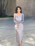 Fongt Xixi 2025 Spring And Summer New High Waisted Shang Noodle Sling Dress High-End Long Dress Women 88169