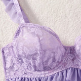 Yarn Pajamas Set Fashion Sexy Bra Steel Ring Gathered Thin Cup Seduced