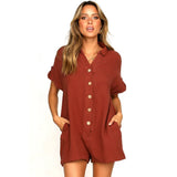 Fongt Women's Clothing 2025 Spring And Summer New Ebay Hot-Selling Collar Shirt Button-Button Jumpsuit