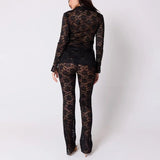 High Waist Sheer Lace Pants-Outfit