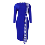 Fongt African Plus-Size Women's Dress 2025 New Temperamental Fashion Kitted Thin Round-Neck Pencil Skirt