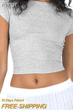Women Harajuku Clothes Crop Tops Summer 2023 Short Sleeve Solid Color y2k T-shirts Retro Clothing Women Tube Tops