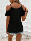Fongt And Summer 2025 New Lace Splicing Design Knitted Sling Strap Strap T-Shirt Top