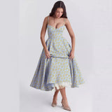 Fongt New Summer Senior Sense Princess Dress French Mesh Swing Double Sling Dress Woman