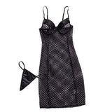 New Women's Black Mesh Perspective Sling Dress Sexy Waist