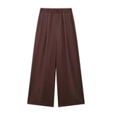 Fongt Summer New Women's Casual V-Neck Bow Tie And Suit Top Straight Trousers Set