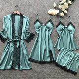Midnight Charm Sexy Pajamas_Pyjamas Summer Sexy Pajamas Four-Piece Korean Version Of Sling Women With Breast Pad